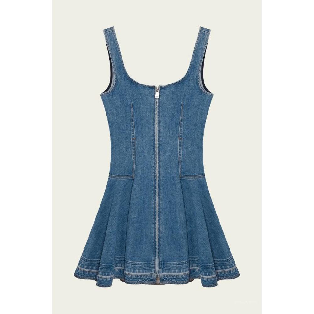 SIMKHAI Eleodra Denim Mini Dress in Zanpa 8 NWT Quiet Luxury Minimalist Coastal - Picture 5 of 6